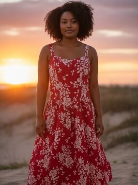 The Drop Balu Femine Red Rose Floral Sundres - Women's Dress NWT X-large